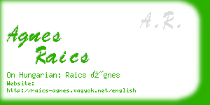agnes raics business card